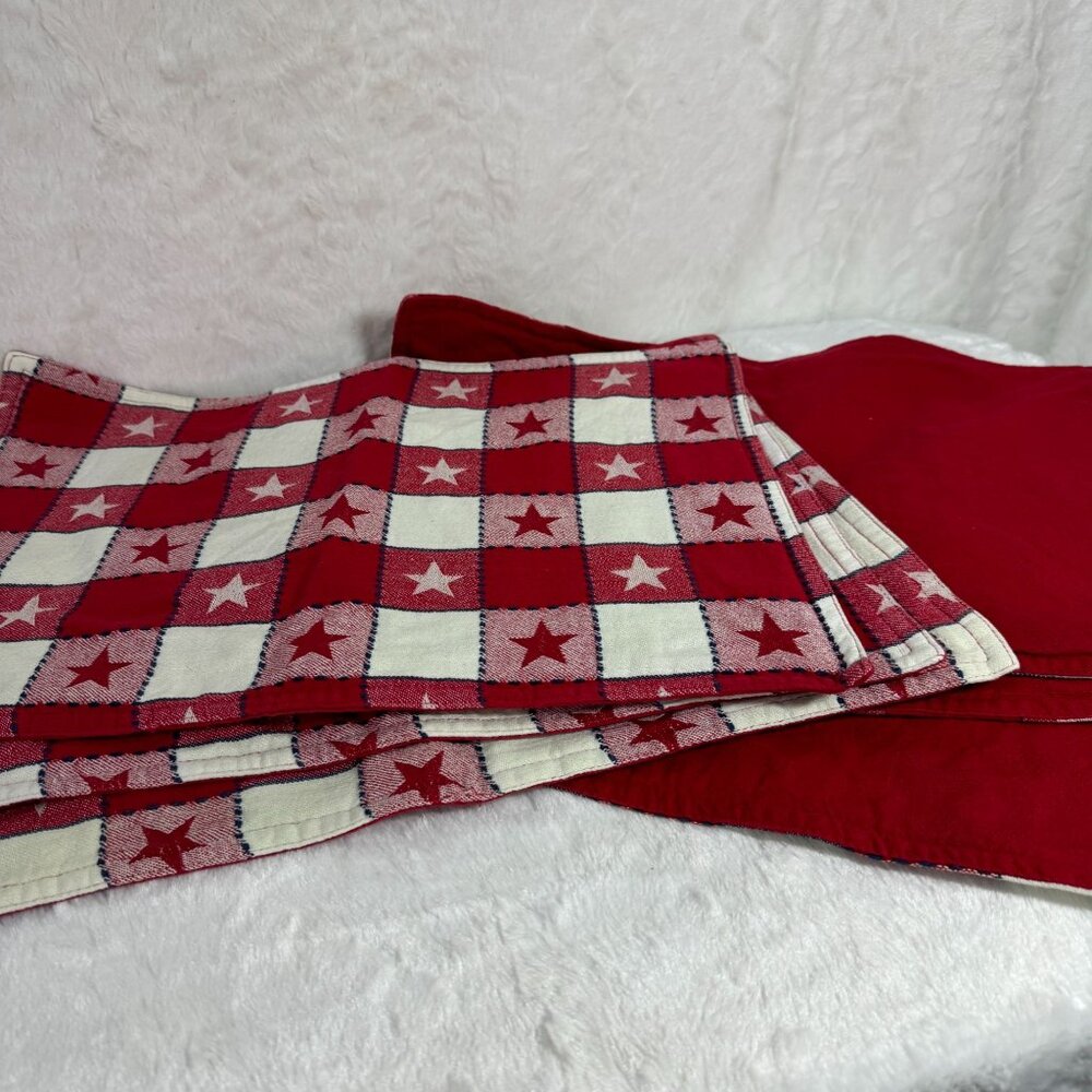 Red & White Checkered Country Star Placemats Set Of 6 - Picture 5 of 5